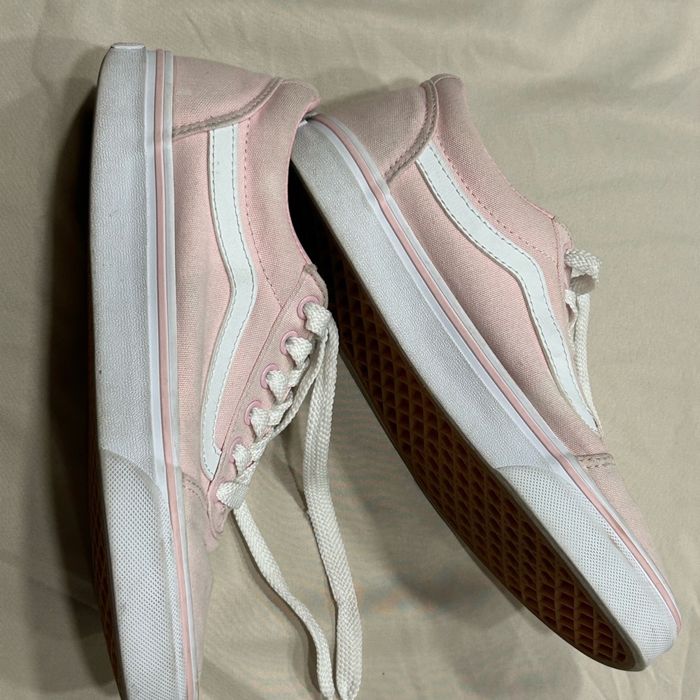 Vans Women's Pastel Pink and White Sneakers